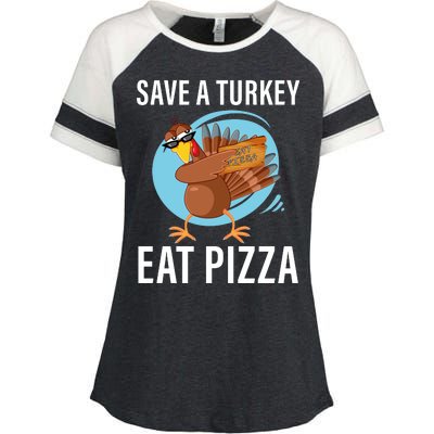 Save A Turkey Eat A Pizza Enza Ladies Jersey Colorblock Tee