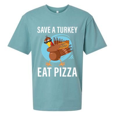 Save A Turkey Eat A Pizza Sueded Cloud Jersey T-Shirt