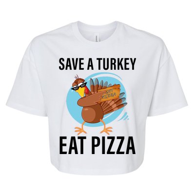 Save A Turkey Eat A Pizza Bella+Canvas Jersey Crop Tee