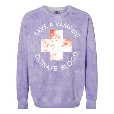 Save A Vampire Donate Blood Colorblast Crewneck Sweatshirt