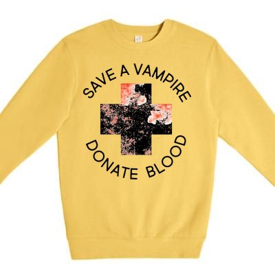 Save A Vampire Donate Blood Premium Crewneck Sweatshirt