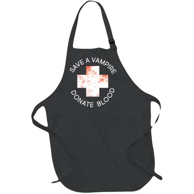 Save A Vampire Donate Blood Full-Length Apron With Pockets