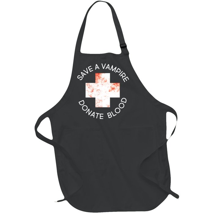 Save A Vampire Donate Blood Full-Length Apron With Pockets