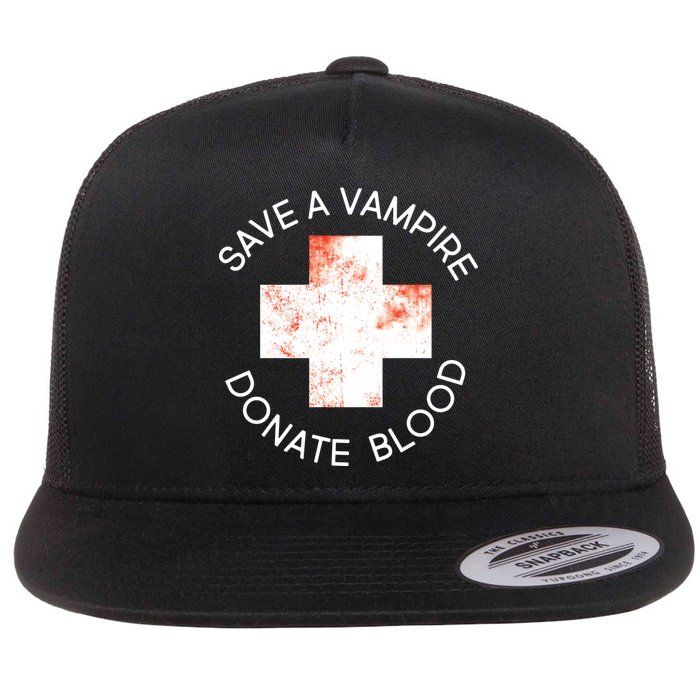 Save A Vampire Donate Blood Flat Bill Trucker Hat