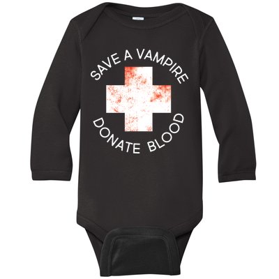 Save A Vampire Donate Blood Baby Long Sleeve Bodysuit