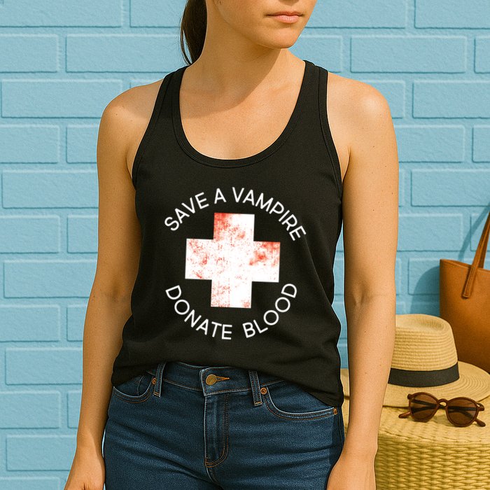 Save A Vampire Donate Blood Womens Tank Top