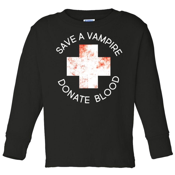 Save A Vampire Donate Blood Toddler Long Sleeve Shirt