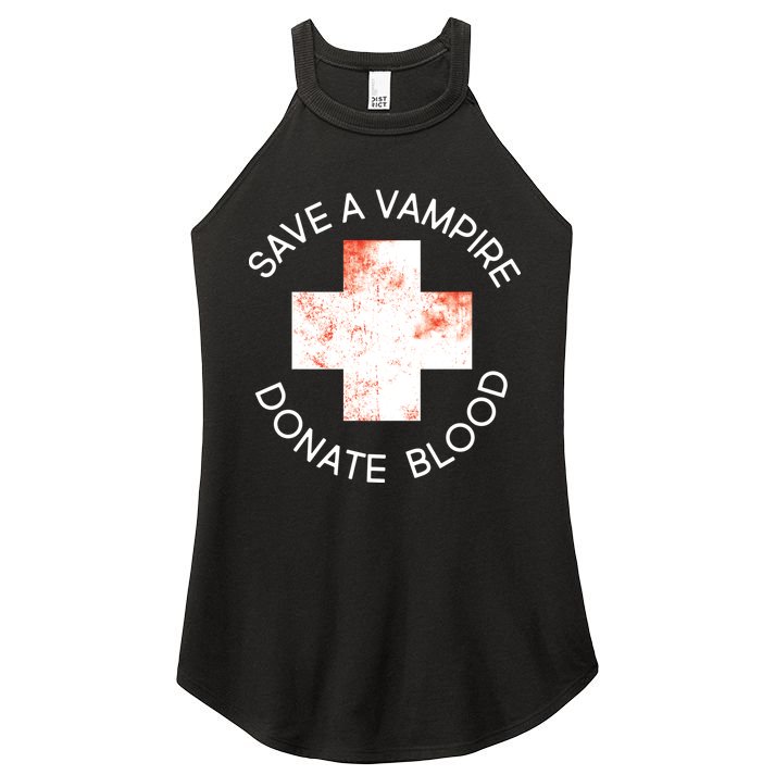Save A Vampire Donate Blood Women's Perfect Tri Rocker Tank