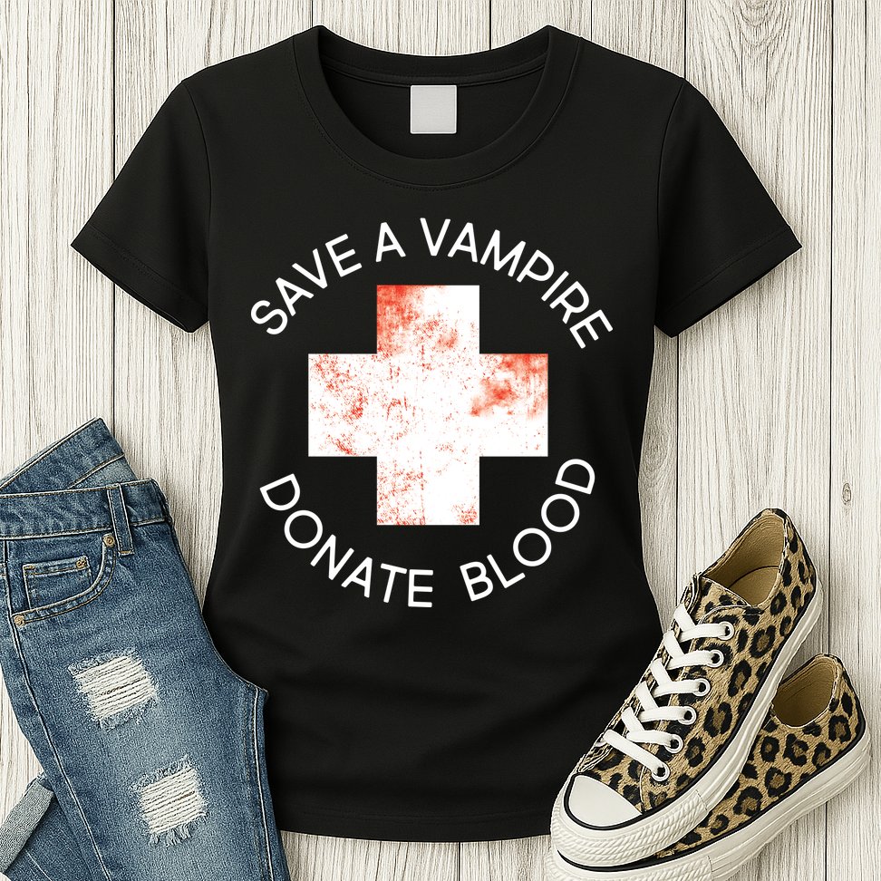 Save A Vampire Donate Blood Womens T-Shirt