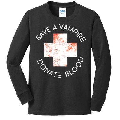 Save A Vampire Donate Blood Kids Long Sleeve Shirt