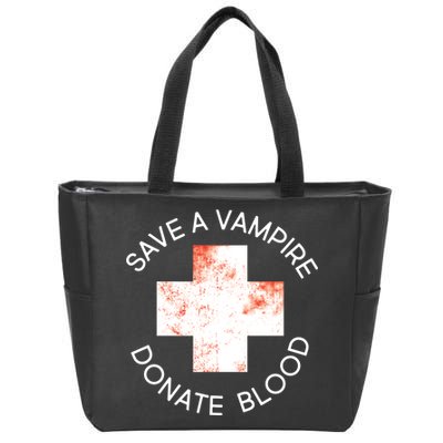 Save A Vampire Donate Blood Zip Tote Bag