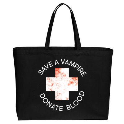 Save A Vampire Donate Blood Cotton Canvas Jumbo Tote