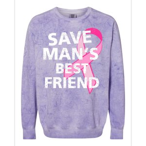 Save Man's Best Friend Breast Cancer Ribbon Colorblast Crewneck Sweatshirt