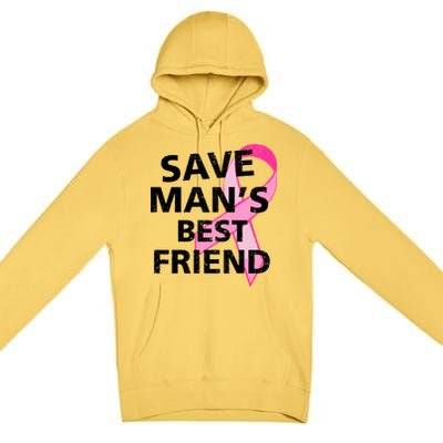 Save Man's Best Friend Breast Cancer Ribbon Premium Pullover Hoodie