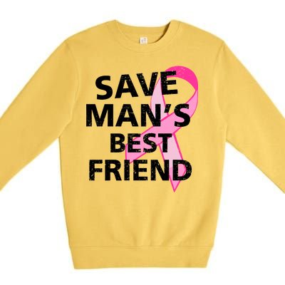 Save Man's Best Friend Breast Cancer Ribbon Premium Crewneck Sweatshirt