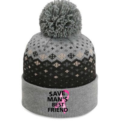 Save Man's Best Friend Breast Cancer Ribbon The Baniff Cuffed Pom Beanie