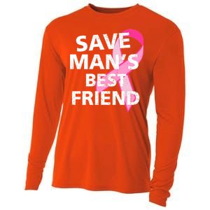 Save Man's Best Friend Breast Cancer Ribbon Cooling Performance Long Sleeve Crew