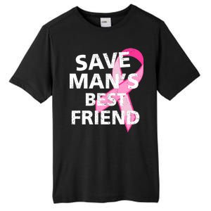 Save Man's Best Friend Breast Cancer Ribbon Tall Fusion ChromaSoft Performance T-Shirt