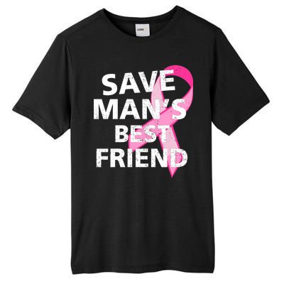 Save Man's Best Friend Breast Cancer Ribbon Tall Fusion ChromaSoft Performance T-Shirt