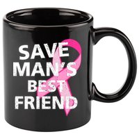 Save Man's Best Friend Breast Cancer Ribbon 11oz C Handle Ceramic Mug