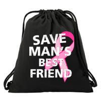 Save Man's Best Friend Breast Cancer Ribbon Drawstring Bag