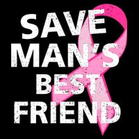 Save Man's Best Friend Breast Cancer Ribbon Drawstring Bag