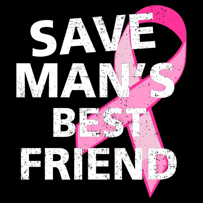 Save Man's Best Friend Breast Cancer Ribbon Drawstring Bag