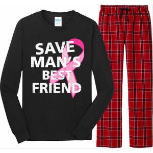 Save Man's Best Friend Breast Cancer Ribbon Long Sleeve Pajama Set