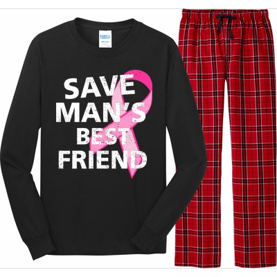 Save Man's Best Friend Breast Cancer Ribbon Long Sleeve Pajama Set