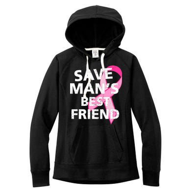 Save Man's Best Friend Breast Cancer Ribbon Women's Fleece Hoodie