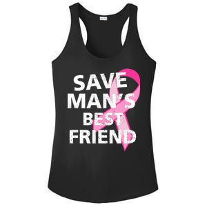 Save Man's Best Friend Breast Cancer Ribbon Ladies PosiCharge Competitor Racerback Tank