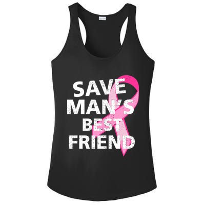 Save Man's Best Friend Breast Cancer Ribbon Ladies PosiCharge Competitor Racerback Tank