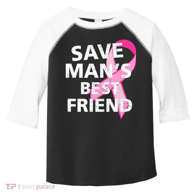 Save Man's Best Friend Breast Cancer Ribbon Toddler Fine Jersey T-Shirt