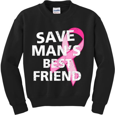 Save Man's Best Friend Breast Cancer Ribbon Kids Sweatshirt