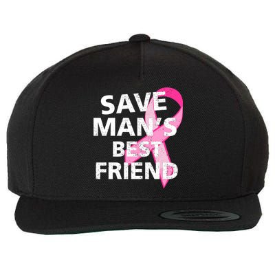 Save Man's Best Friend Breast Cancer Ribbon Wool Snapback Cap