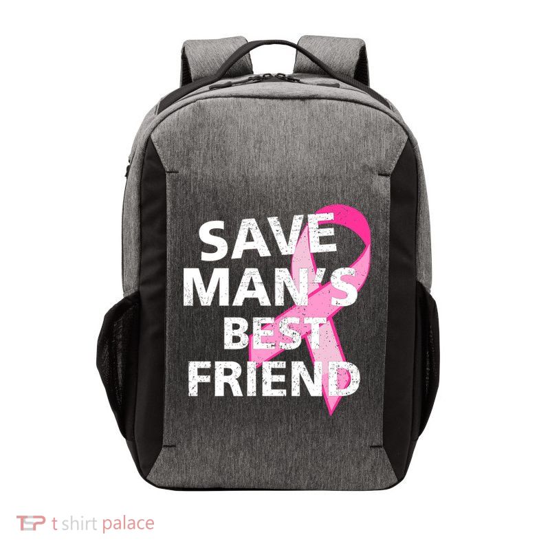 Save Man's Best Friend Breast Cancer Ribbon Vector Backpack