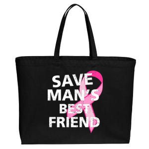 Save Man's Best Friend Breast Cancer Ribbon Cotton Canvas Jumbo Tote