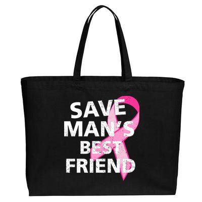 Save Man's Best Friend Breast Cancer Ribbon Cotton Canvas Jumbo Tote