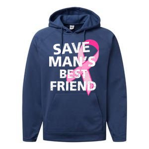 Save Man's Best Friend Breast Cancer Ribbon Performance Fleece Hoodie