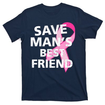 Save Man's Best Friend Breast Cancer Ribbon T-Shirt