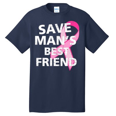 Save Man's Best Friend Breast Cancer Ribbon Tall T-Shirt