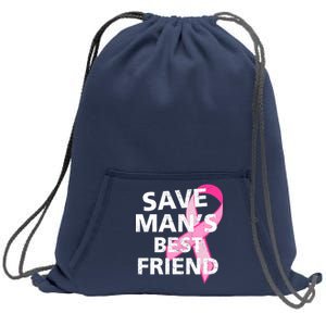 Save Man's Best Friend Breast Cancer Ribbon Sweatshirt Cinch Pack Bag