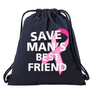 Save Man's Best Friend Breast Cancer Ribbon Drawstring Bag