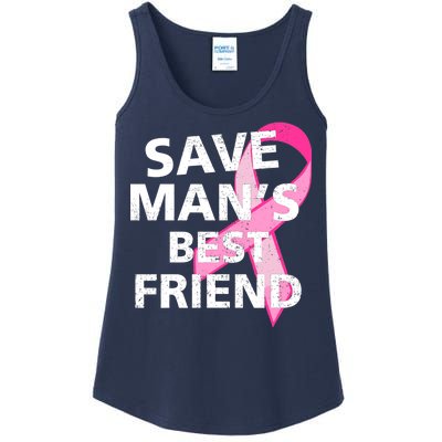 Save Man's Best Friend Breast Cancer Ribbon Ladies Essential Tank