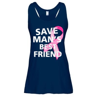 Save Man's Best Friend Breast Cancer Ribbon Ladies Essential Flowy Tank