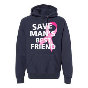 Save Man's Best Friend Breast Cancer Ribbon Premium Hoodie