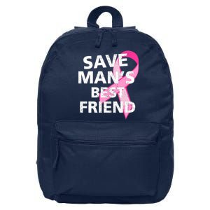 Save Man's Best Friend Breast Cancer Ribbon 16 in Basic Backpack