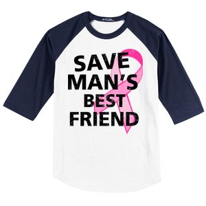 Save Man's Best Friend Breast Cancer Ribbon Baseball Sleeve Shirt