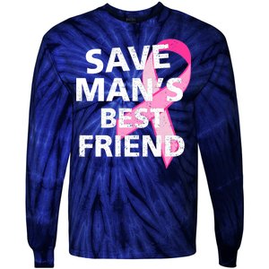 Save Man's Best Friend Breast Cancer Ribbon Tie-Dye Long Sleeve Shirt