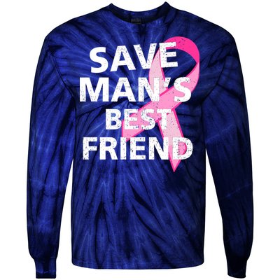 Save Man's Best Friend Breast Cancer Ribbon Tie-Dye Long Sleeve Shirt